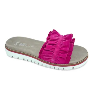 Ara Women's Keyes Slide Sandal Fuchsia Kid Suede