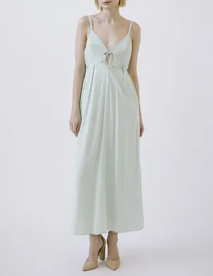 Aster Green Striped Tied-Front Midi Dress