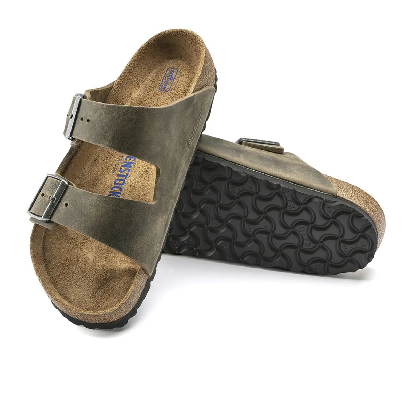 Birkenstock Arizona Soft Footbed Slide Sandal (Unisex) - Faded Khaki Oiled Leather