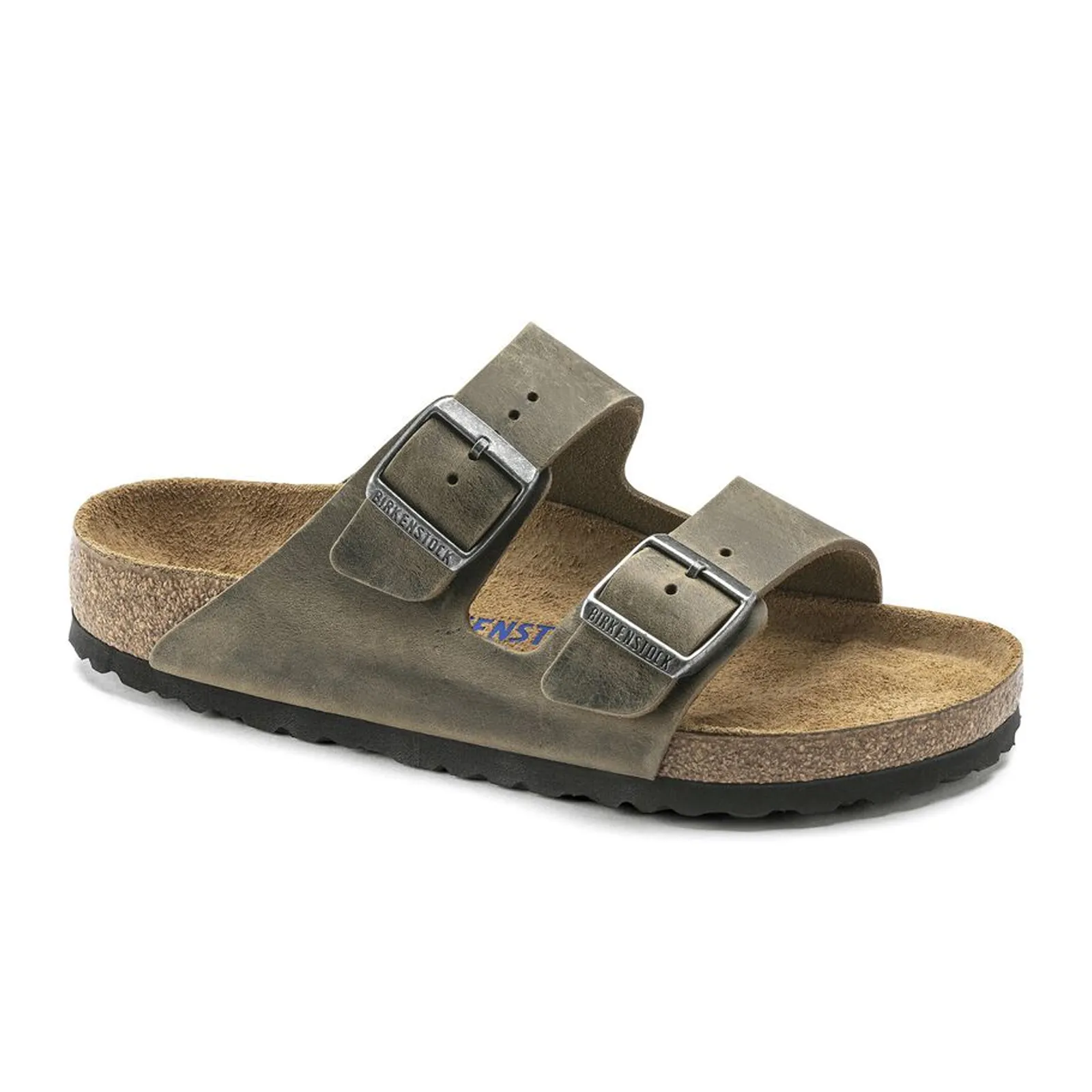 Birkenstock Arizona Soft Footbed Slide Sandal (Unisex) - Faded Khaki Oiled Leather