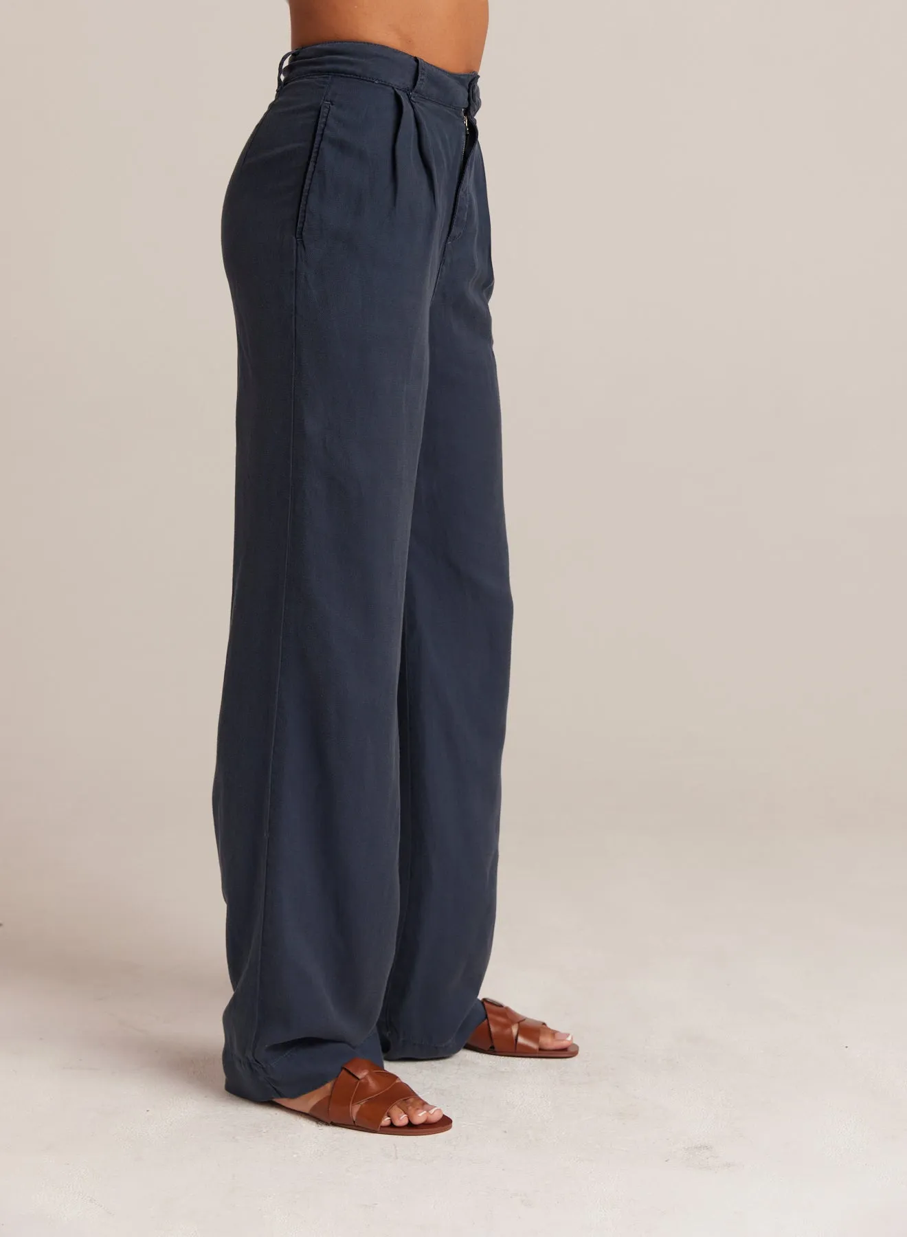 Greta Pleated Wide Leg Trouser - Coastal Navy