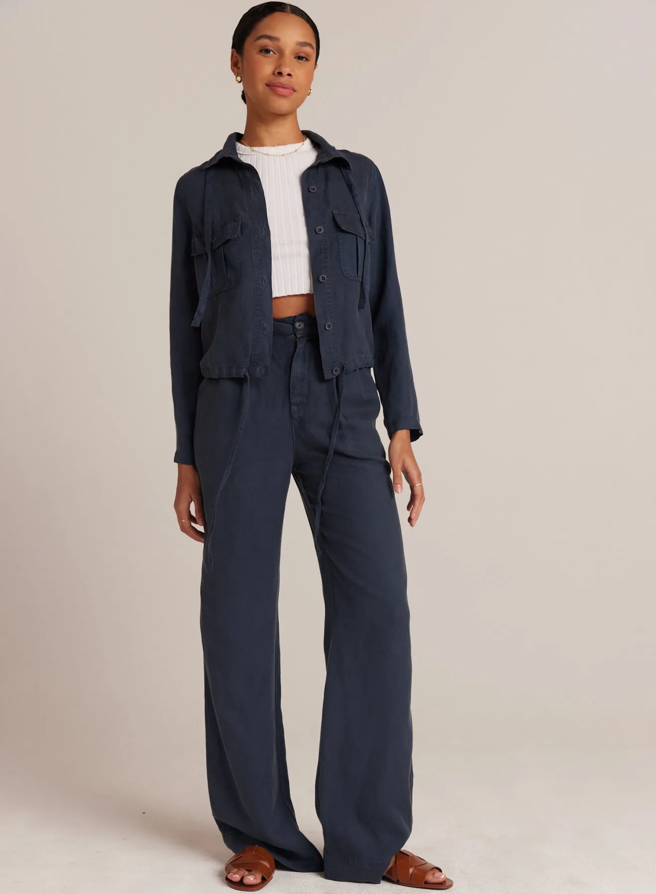 Greta Pleated Wide Leg Trouser - Coastal Navy