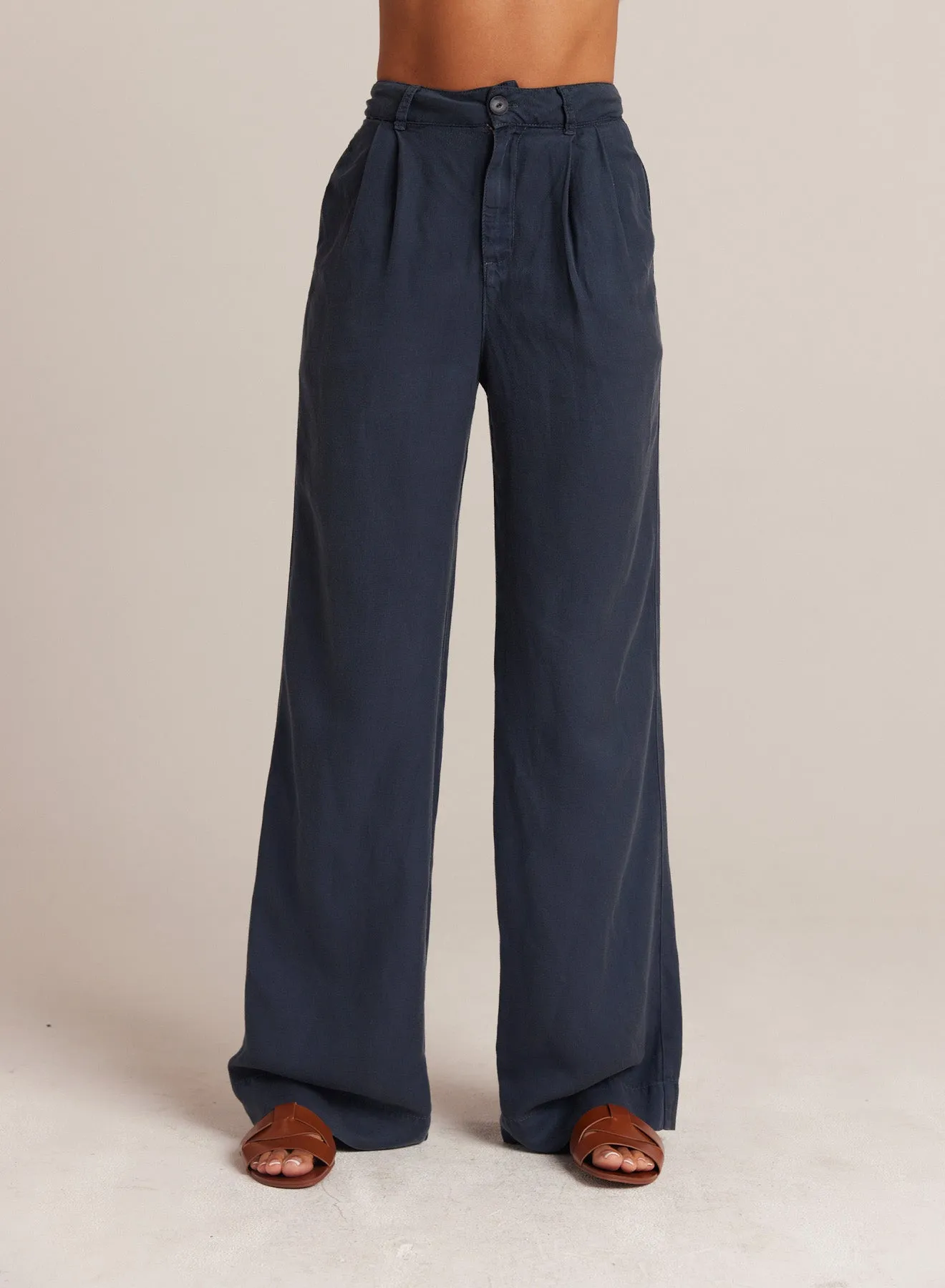 Greta Pleated Wide Leg Trouser - Coastal Navy