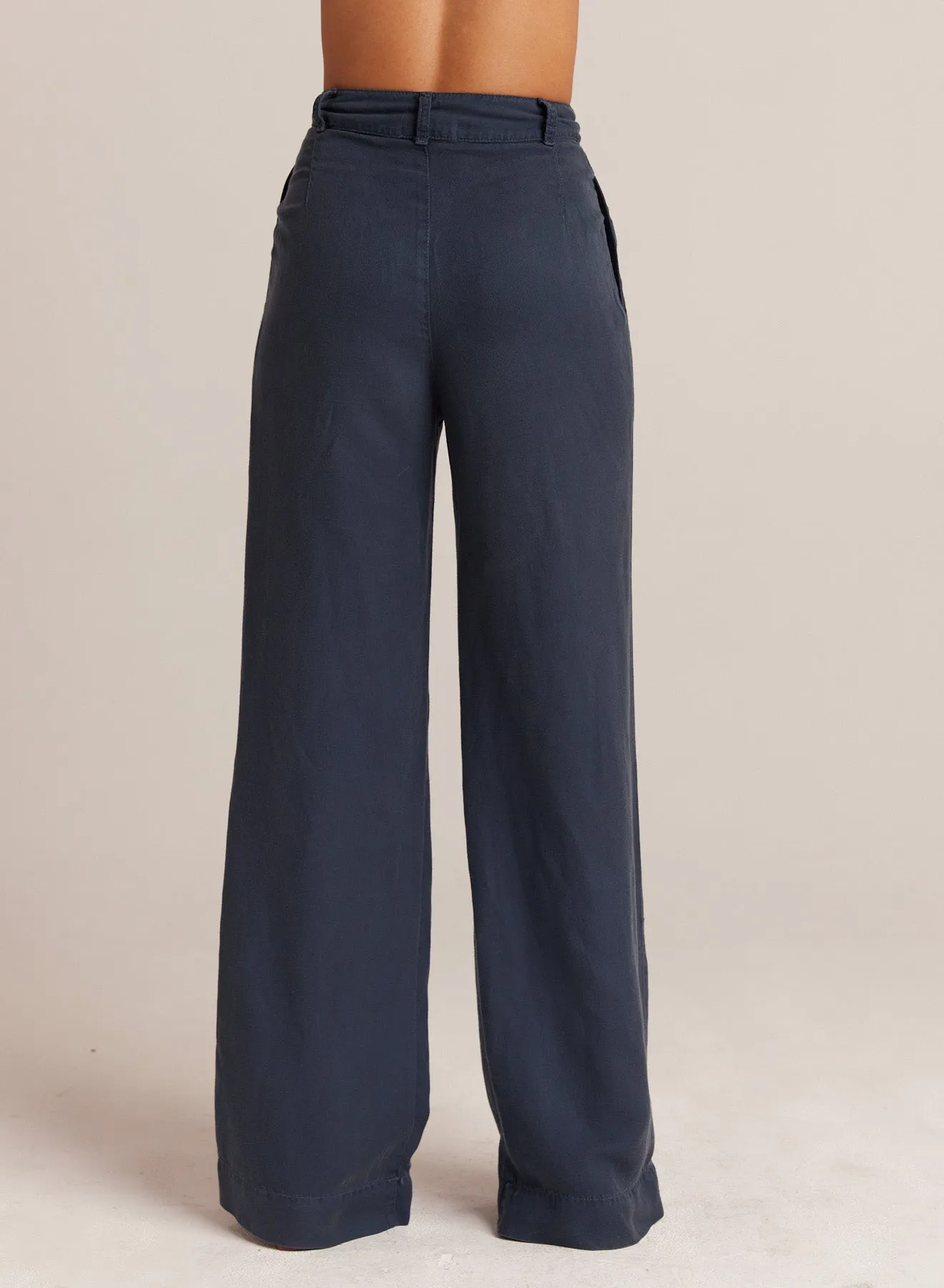 Greta Pleated Wide Leg Trouser - Coastal Navy