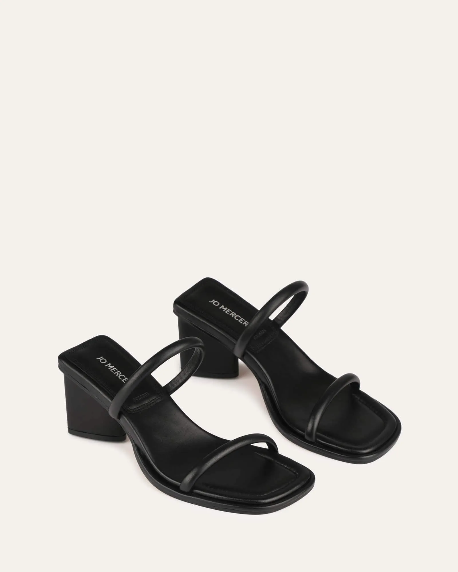 MIMI MID HEEL SANDALS BLACK LEATHER