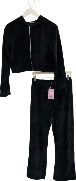 Missy Empire Black Mollie Velor Gem Embellished Tracksuit UK 12