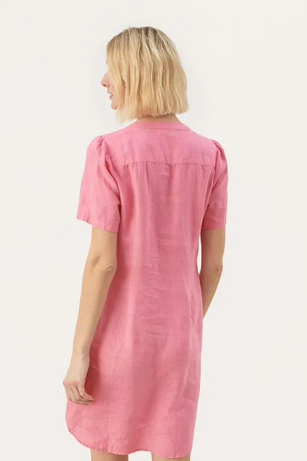 PART TWO AMINASE LINEN DRESS MORNING GLORY PINK