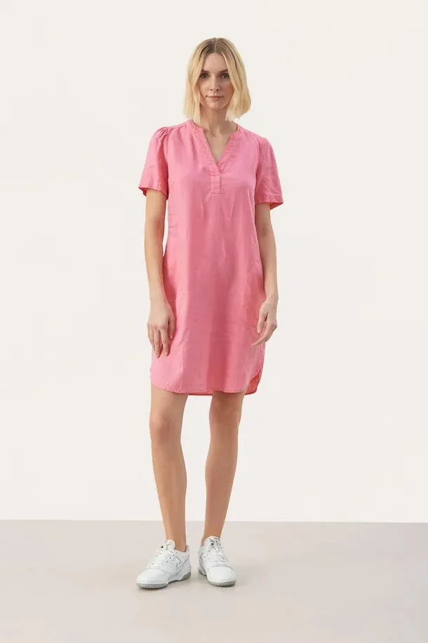 PART TWO AMINASE LINEN DRESS MORNING GLORY PINK