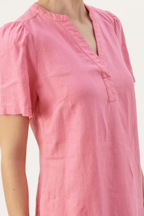 PART TWO AMINASE LINEN DRESS MORNING GLORY PINK