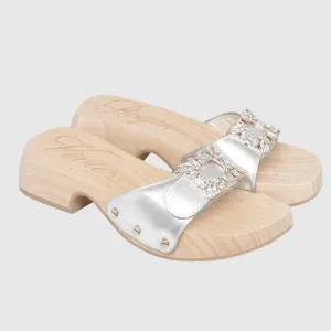Silver Viv Embellished Mules