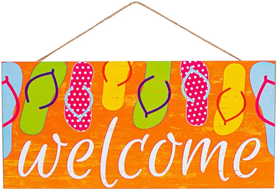 Summer Flip Flops Welcome Sign - 12.5" x 6"