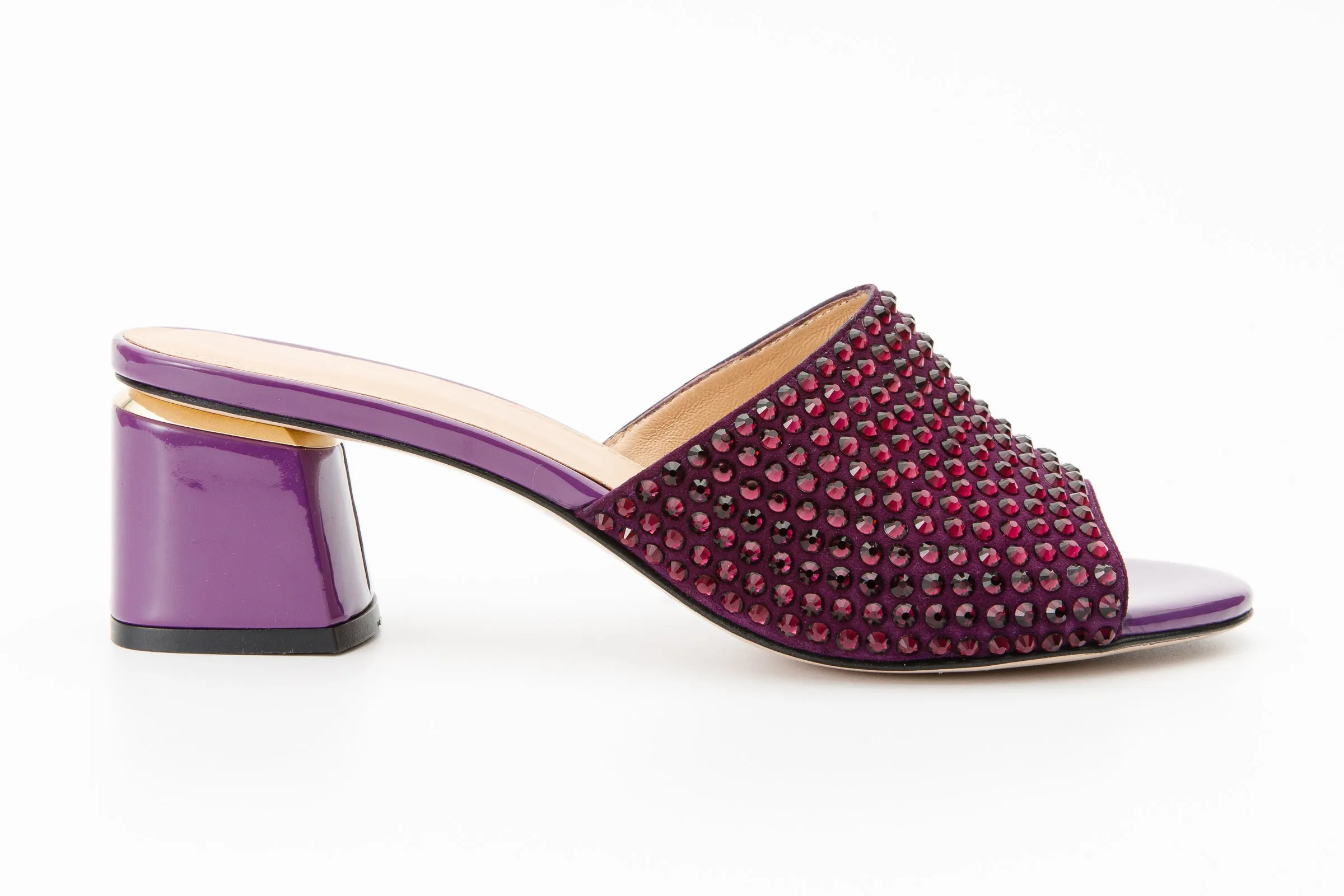 The Ailano Purple Glitter Leather Women Sandal