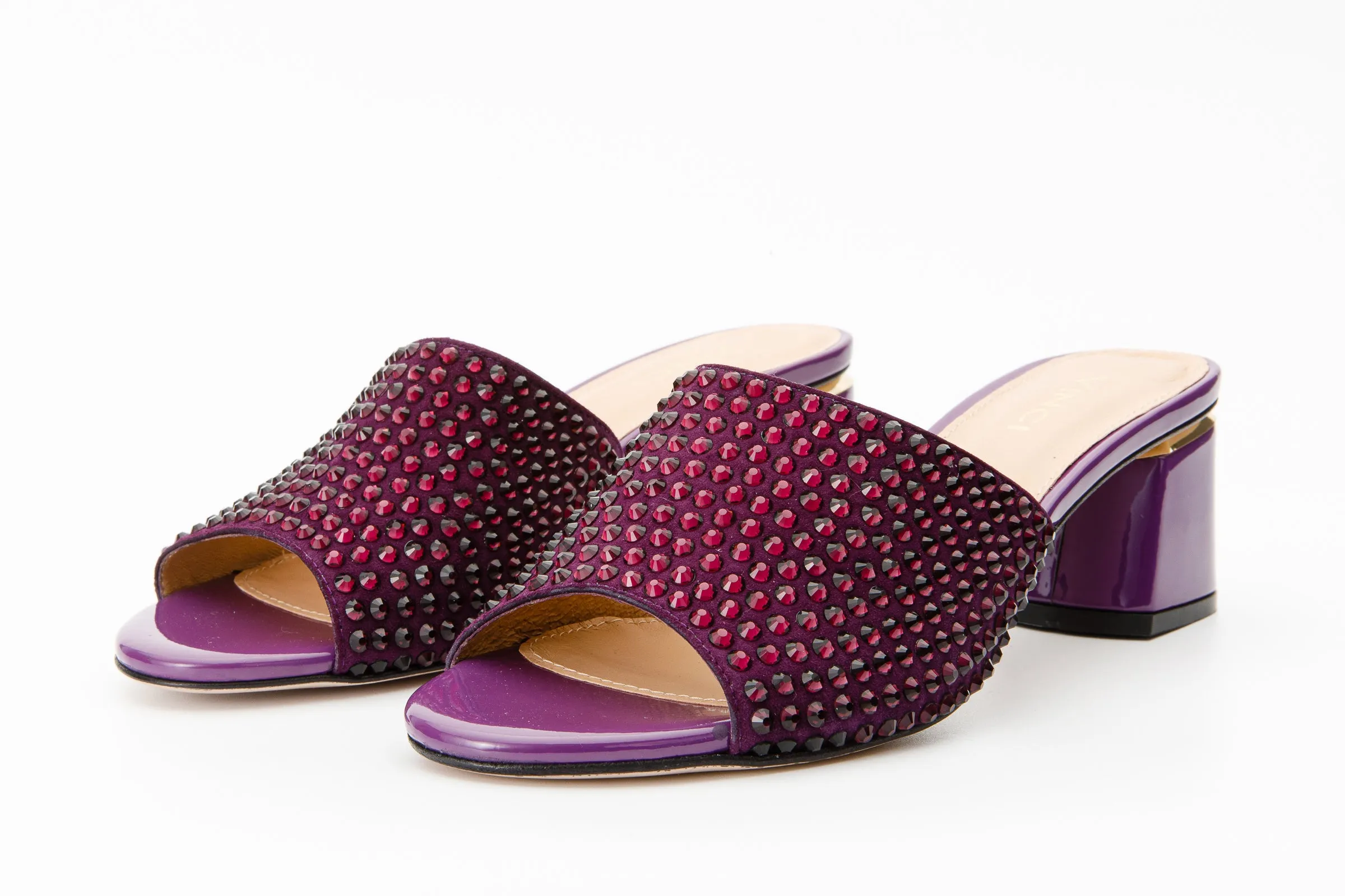 The Ailano Purple Glitter Leather Women Sandal
