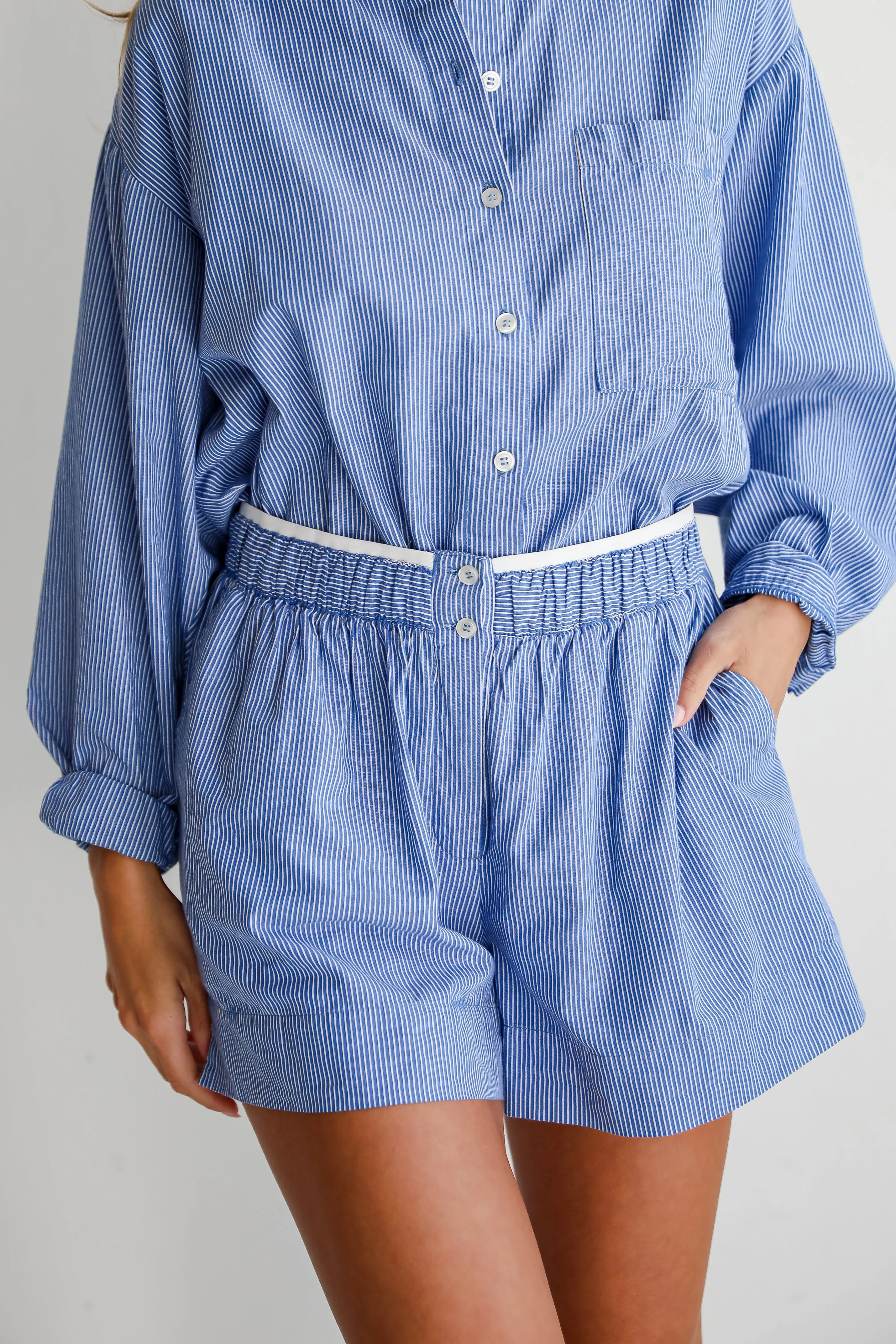 Vacation Sun Blue Striped Shorts