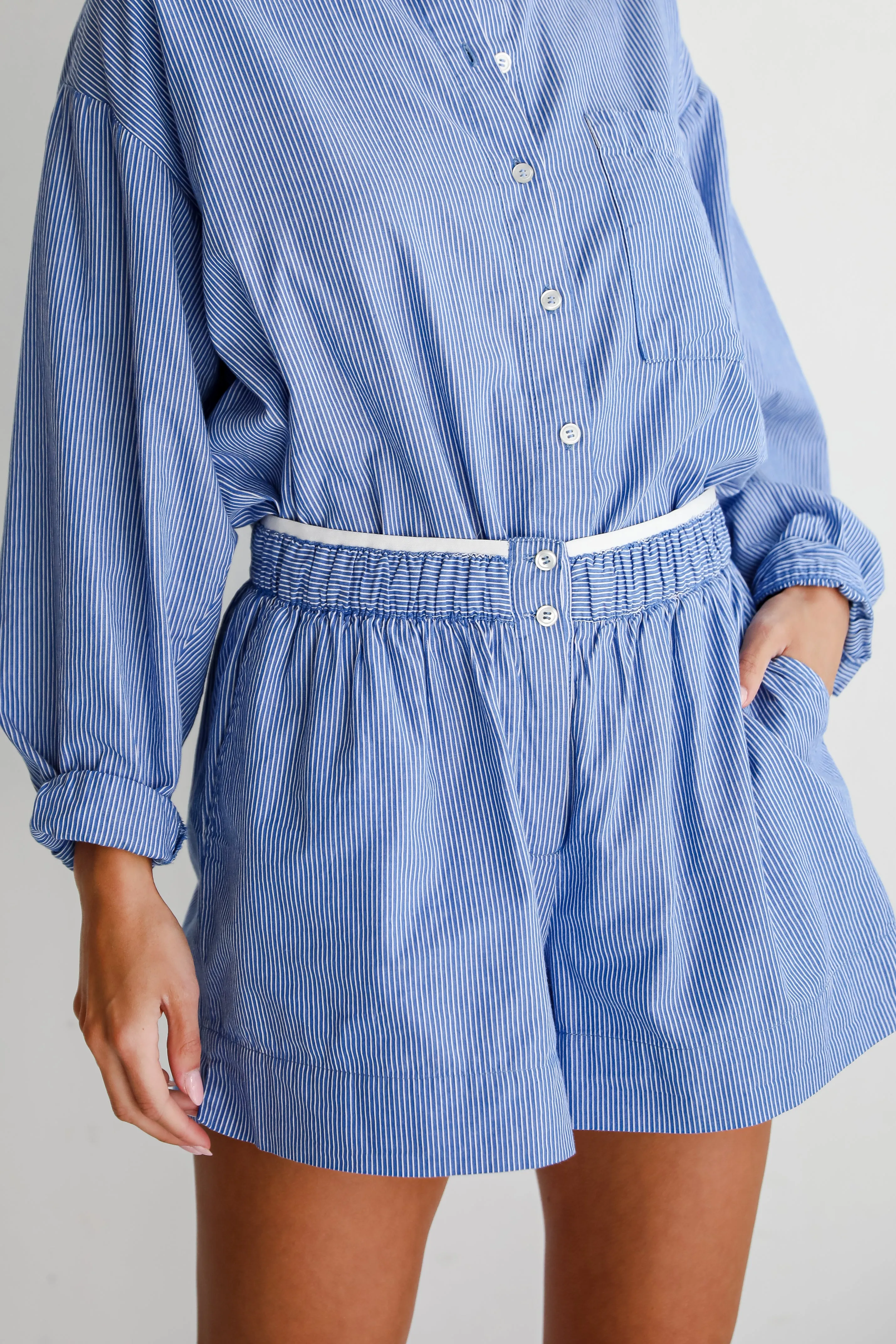Vacation Sun Blue Striped Shorts