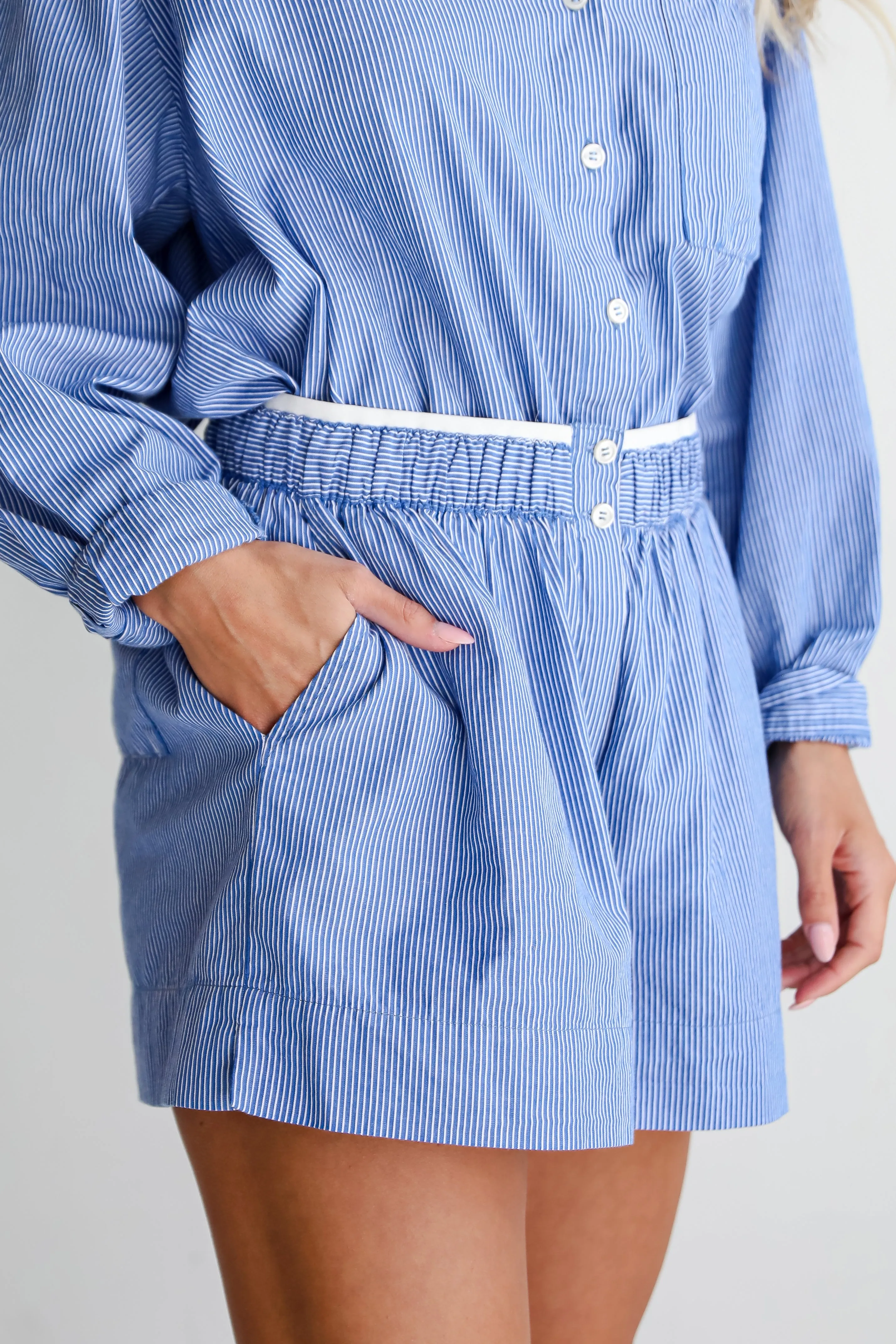 Vacation Sun Blue Striped Shorts