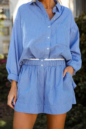 Vacation Sun Blue Striped Shorts