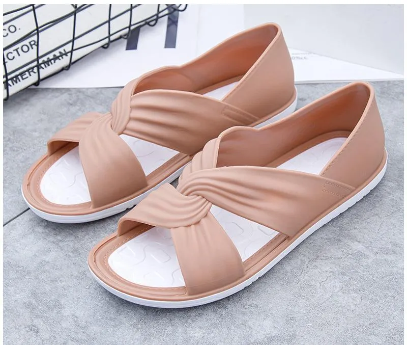 Women's Cowhide Flat Beach Sandals